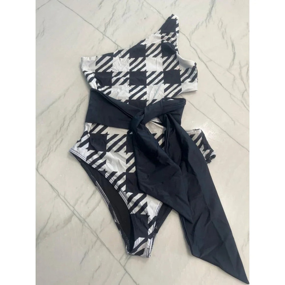 BEACH RIOT Carlie One Piece in Houndstooth Small New Womens Swimsuit - Picture 5 of 16